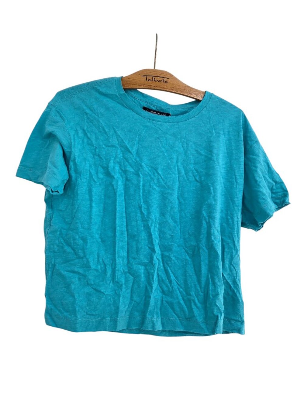 Calvin Klein Jeans Womens Medium Blue Short Sleeve Crew Neck Cropped T-Shirt NWT